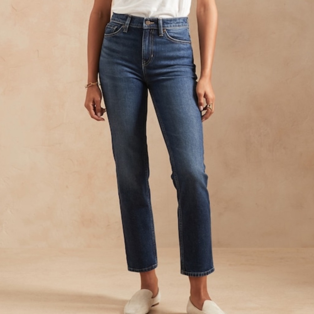 High-Waisted Medium Wash Straight Jean